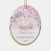 Swan Princess Pink Paars Baby eerste eerste kerstd Keramisch Ornament (Rechts)