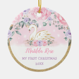 Swan Princess Pink Paars Baby eerste eerste kerstd Keramisch Ornament