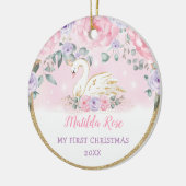 Swan Princess Pink Paars Baby eerste eerste kerstd Keramisch Ornament (Links)