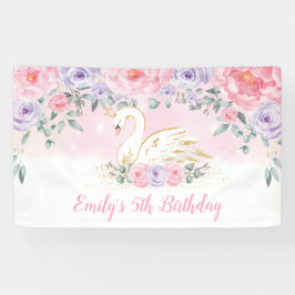 Swan Princess Pink Paars Birthday Welkom Spandoek