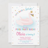 Swan Princess Pool Party Birthday Girl Floatie Kaart (Voorkant)