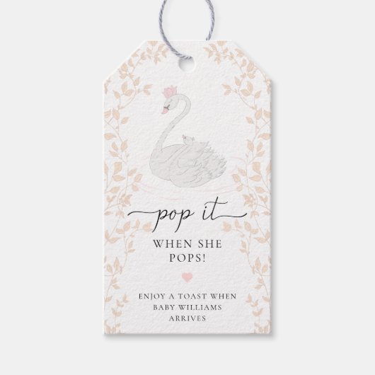 Swan Princess Pop het als ze Poppen gunst Cadeaulabel (Voorkant)