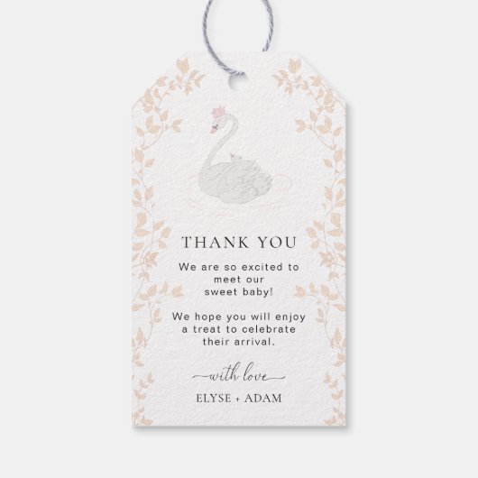 Swan Princess Pop het als ze Poppen gunst Cadeaulabel (Achterkant)