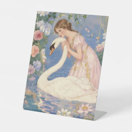 Swan Princess Reclamebord Met Voetstuk