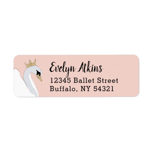 Swan Princess Return Address Etiket (Voorkant)