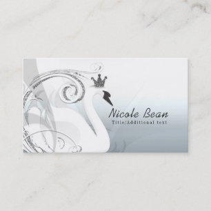 Swan Princess Silver & White Elegant Custom Chic Visitekaartje