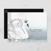 Swan Princess Silver & White Save the Date Aankondigingskaart (Voorkant / Achterkant)