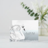 Swan Princess Silver & White Save the Date Aankondigingskaart (Staand voorkant)