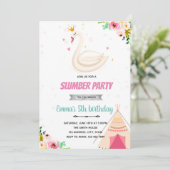 Swan princess slumber party-uitnodiging kaart (Staand voorkant)