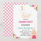 Swan princess slumber party-uitnodiging kaart (Voorkant / Achterkant)