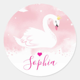 SWAN PRINCESS verjaardagsfeestje elegant roze Ronde Sticker