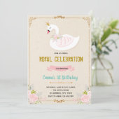 Swan princess verjaardagsuitnodiging kaart (Staand voorkant)