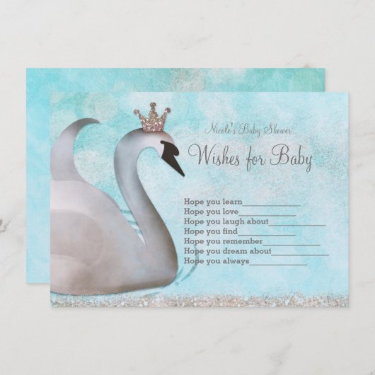 Swan Princess Wenst voor Baby shower Game Kaart (Voorkant / Achterkant)