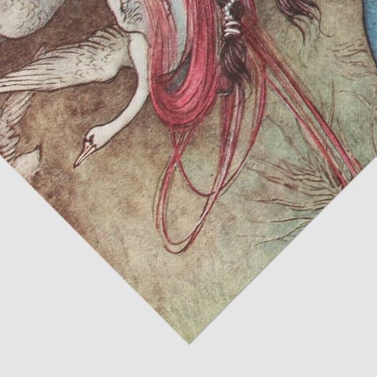  Swan Princess Witch Decoupage Art Tissuepapier (Detail)