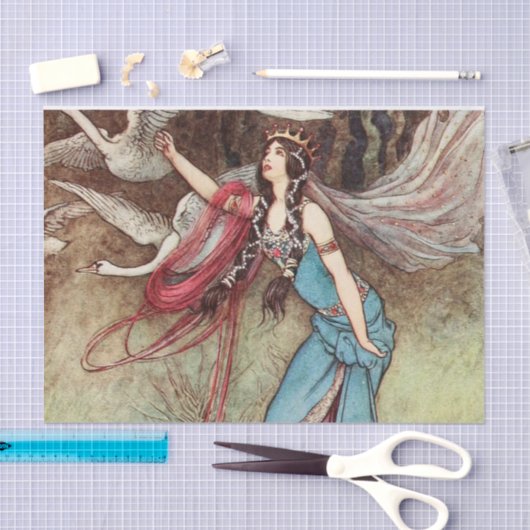  Swan Princess Witch Decoupage Art Tissuepapier (Craft)