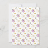 Swan Purple and Gold Roses Baby Shower Bedankkaart (Achterkant)