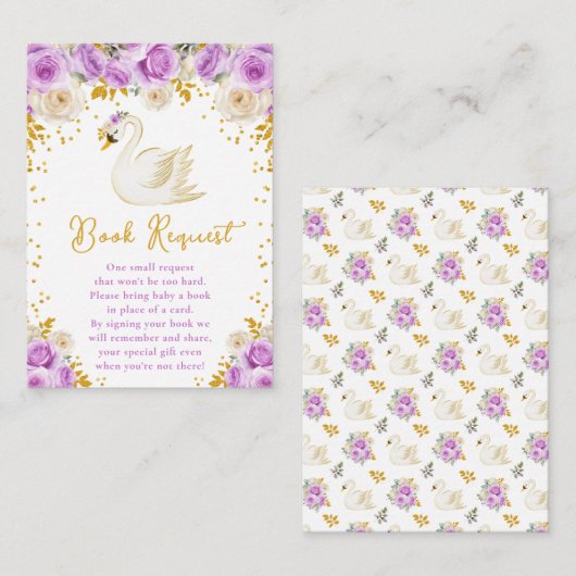 Swan Purple and Gold Roses Book Request Informatiekaartje (Voorkant / Achterkant)