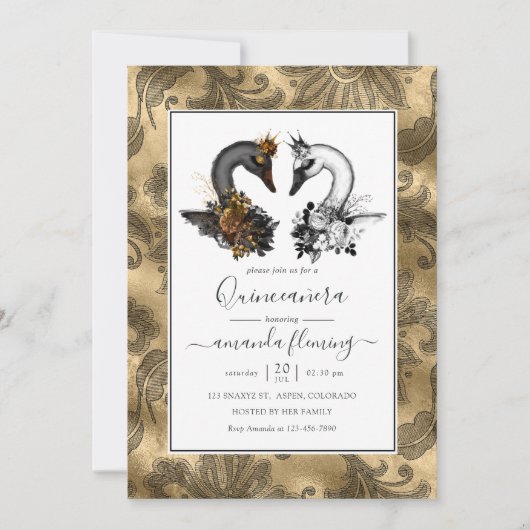 Swan Quinceañera Kaart (Voorkant)