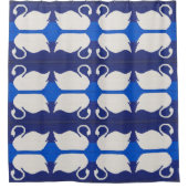 Swan Reflection in Blue Lake Artisan Crochet Print Douchegordijn (Voorkant)