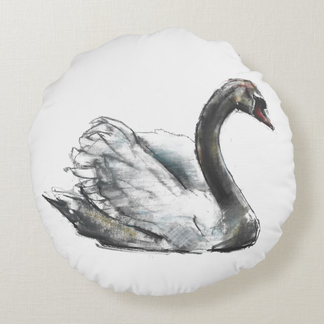 Swan Rond Kussen (Achterkant)