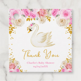 Swan Roze Goud Rozen Baby shower Dank u Bedankjes Labels