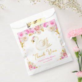 Swan Roze Goud Rozen Baby shower Dank u Bedankzakje