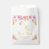 Swan Roze Goud Rozen Baby shower Dank u Bedankzakje (Voorkant)