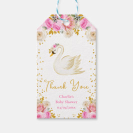 Swan Roze Goud Rozen Baby shower Dank u Cadeaulabel