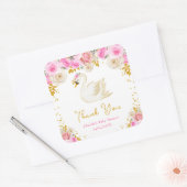 Swan Roze Goud Rozen Baby shower Dank u Vierkante Sticker (Envelop)
