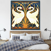 Swan, Rush en Iris, Canvas Afdruk (Insitu (Slaapkamer))