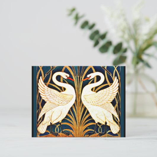 Swan, Rush en Iris,  ontwerp Briefkaart (Staand voorkant)