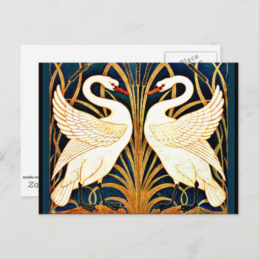 Swan, Rush en Iris,  ontwerp Briefkaart (Voorkant / Achterkant)