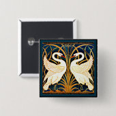 Swan, Rush en Iris, Vierkante Button 5,1 Cm (Voorkant /achterkant)
