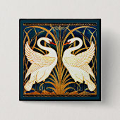 Swan, Rush en Iris, Vierkante Button 5,1 Cm (Voorkant)