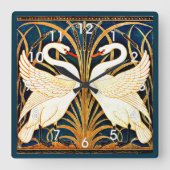 Swan, Rush en Iris, Vierkante Klok (Voorkant)