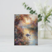 Swan Rustiek impressionistisch schilderij Briefkaart (Staand voorkant)