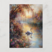 Swan Rustiek impressionistisch schilderij Briefkaart (Voorkant)
