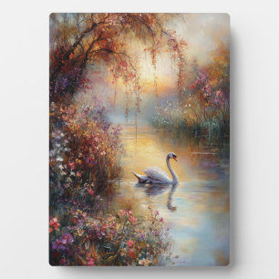 Swan Rustiek impressionistisch schilderij Fotoplaat
