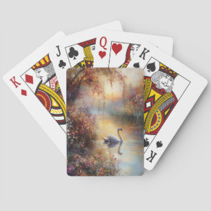 Swan Rustiek impressionistisch schilderij Pokerkaarten
