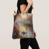 Swan Rustiek impressionistisch schilderij Tote Bag (Dichtbij)