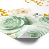 Swan Sage Groen Goud Rozen Baby shower Welkom Poster (Hoek)