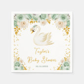 Swan Sage Groene en Gouden Rozen Baby shower Servet (Voorkant)