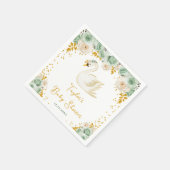 Swan Sage Groene en Gouden Rozen Baby shower Servet (Hoek)