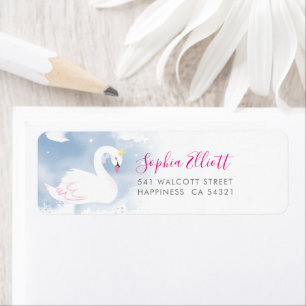 SWAN SENDER ADRES prinses grillig roze Etiket