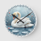 Swan Serenity Wall Clock Ronde Klok (Voorkant)