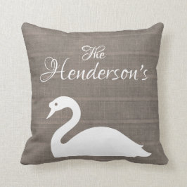 Swan Silhouette Faux Burlap | Monogram Kussen