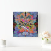 Swan Song Psychedelic Fractal Vierkante Klok (Huis)