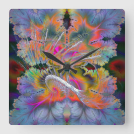 Swan Song Psychedelic Fractal Vierkante Klok