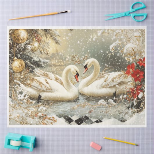 Swan Swimming Tissuepapier (Craft)