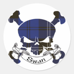 Swan Tartan Skull Ronde Sticker